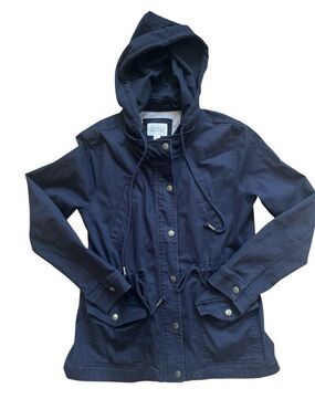Market & Spruce Navy Hooded Drawstring Utility Jacket